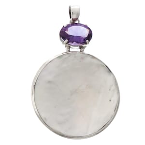 2 5/16&quot; Blister Pearl Amethyst 925 Sterling Silver Pendant