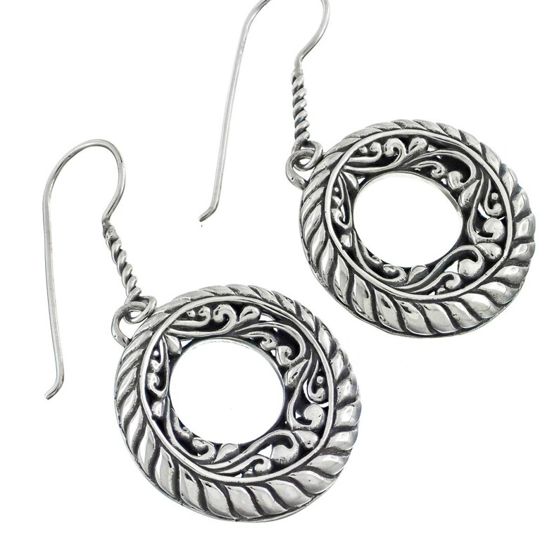 1 Hoops Scrollwork Filigree 925 Sterling Silver Earrings