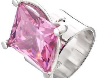 Playful Dangling 14mm Pink CZ 925 Sterling Silver Ring - Etsy
