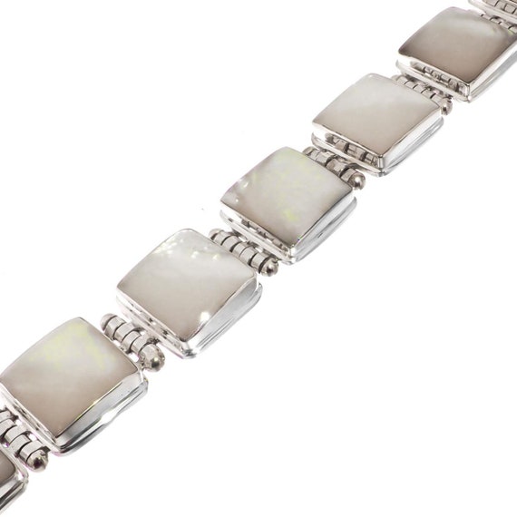 Bracelet Ancien En Nacre De Coquillage Sur Argent 925 - État Général Bon, Nacres Intactes