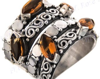 Citrin Handmade Swirl Filigrane 925 Sterling Silber Ring