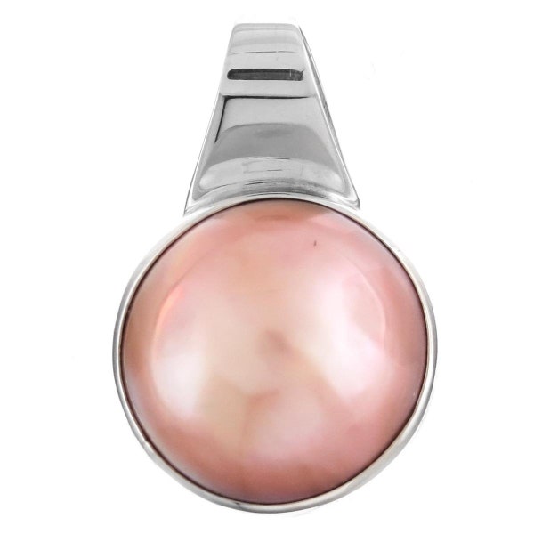 Pink Mabe Cultured Pearl 925 Sterling Silver Pendant, 1" 