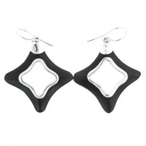 1 7/16&quot; Exotic Sono Wood 925 Sterling Silver Earrings