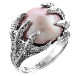 Gorgeous Pink Mabe Pearl In Eagle Claw 925 Sterling Silver Sz 7 Ring