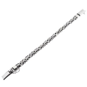 8mm Oval Byzantine Chain Bali Handmade 925 Sterling Silver Bracelet, 7-9.5&quot;