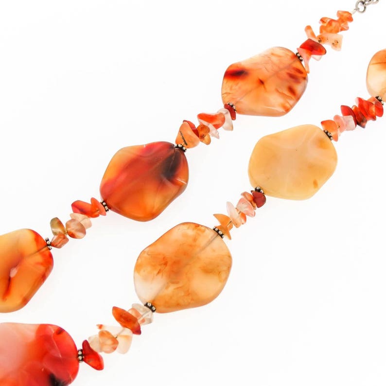 Opulent Carnelian Gemstone S-wave 925 Sterling Necklace