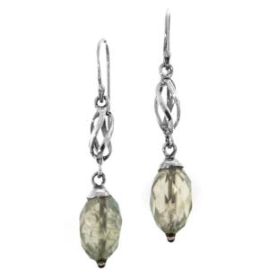 1 1/16&quot; Prehnite 925 Sterling Silver Drop Earrings
