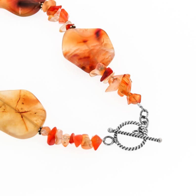 Opulent Carnelian Gemstone S-wave 925 Sterling Necklace