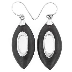 1 7/16&quot; Exotic Sono Wood 925 Sterling Silver Earrings
