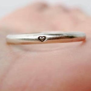 Tiny Custom Ring | Sterling Silver Curved Custom Engraved Stamped Band | Dainty Jewelry Gift for Her