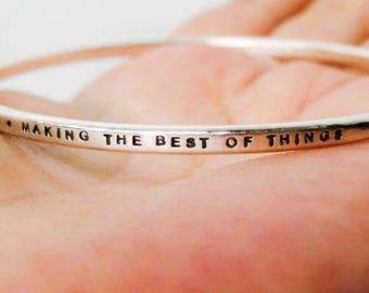 Bracelet devis personnalisé | Bracelet jonc personnalisé gravé et estampé | Cadeau inspiration pour elle