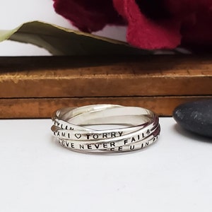 Tiny Quadruple (4) Interlocking Personalized Ring - Tiny Ring, Mother's Ring, Russian Wedding Ring, Kinetic Ring, Resolution Ring