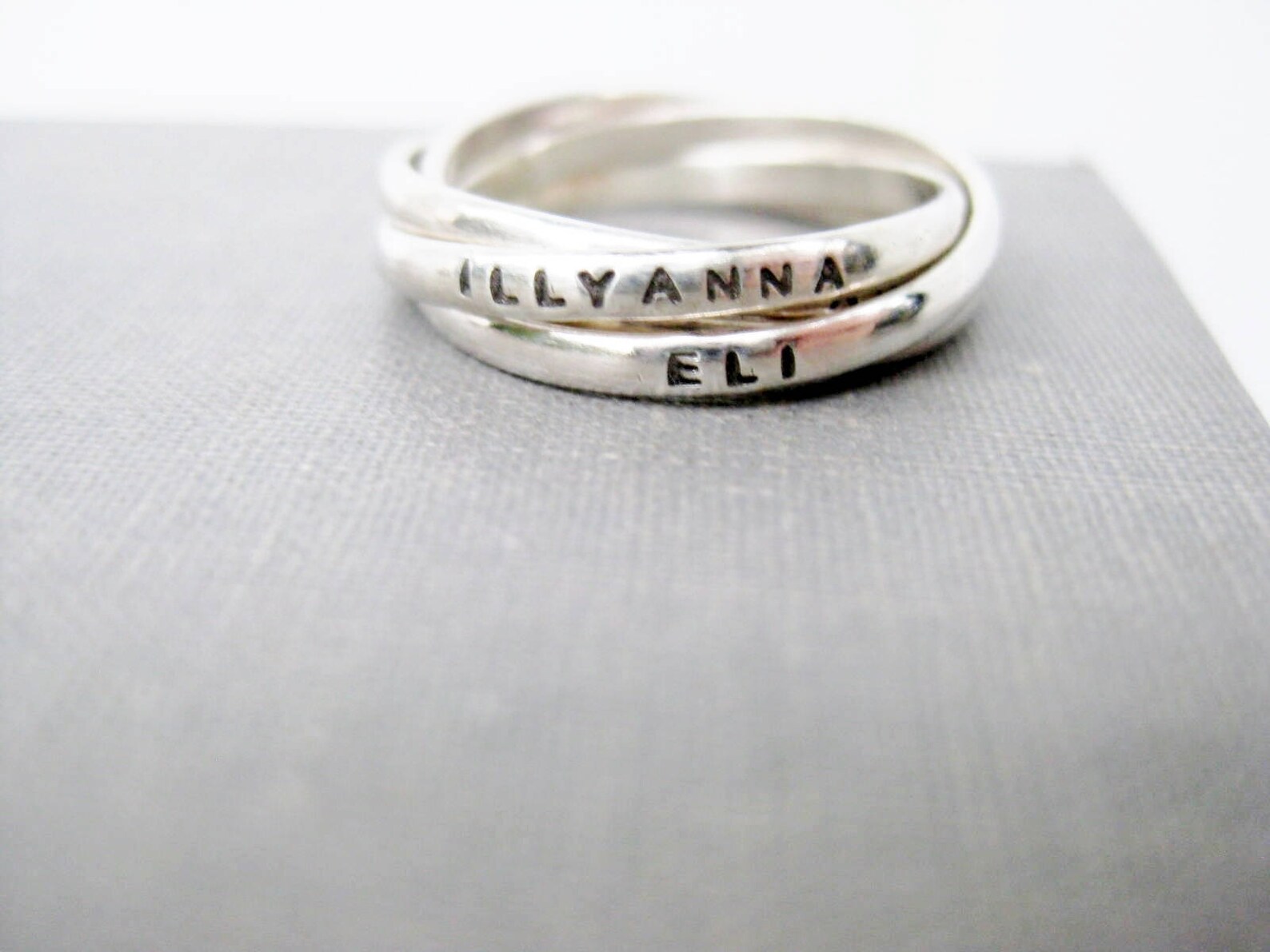 Tiny Quadruple 4 Interlocking Personalized Ring Tiny Ring Etsy