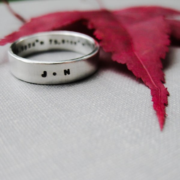 4mm Personalized Sterling Silver Ring - for Men or Women, Mother's, Graduation, Wedding, Secret Messages