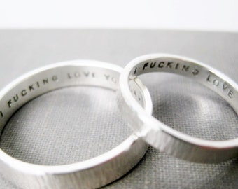 I Fucking Love You Personalized Couple Rings | Personalized Ring Jewelry | Sassy Sterling Wedding Rings, Couple Rings Wedding Rings Promise