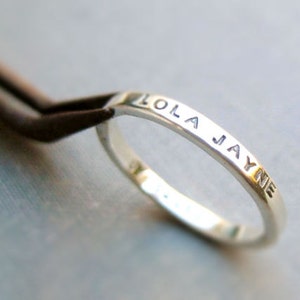 Unisex Sterling Personalized Stacking Ring Personalized Ring Jewelry Thick Personalized Custom Ring for Your Words, Dates, Quotes image 1