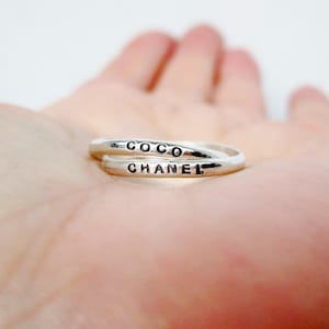 Tiny Double Interlocking Personalized Ring - Mother's Ring, Russian Wedding Ring, Kinetic Ring, Inspiration Ring, Resolution Ring