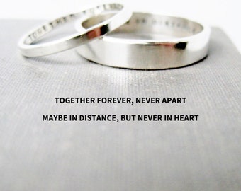 Together Forever Long Distance Couple Ring Set | Personalized Ring Jewelry | Together Forever Never Apart Ring Set for Long Distance Gift