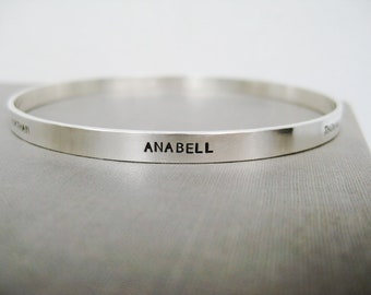 Grandma Bangle Personalized with Grandchildrens' Names | Personalized Bangle Jewelry | Grandma Gift Bangle Wide, Solid Sterling, Name Bangle