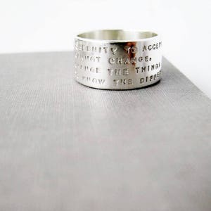 Serenity Prayer Wide Sterling Ring Solid Sterling 10mm Wide - Etsy