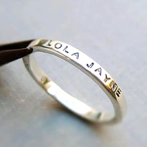 Personalized Sterling Silver Name Ring - Custom Engraved Stacking Ring