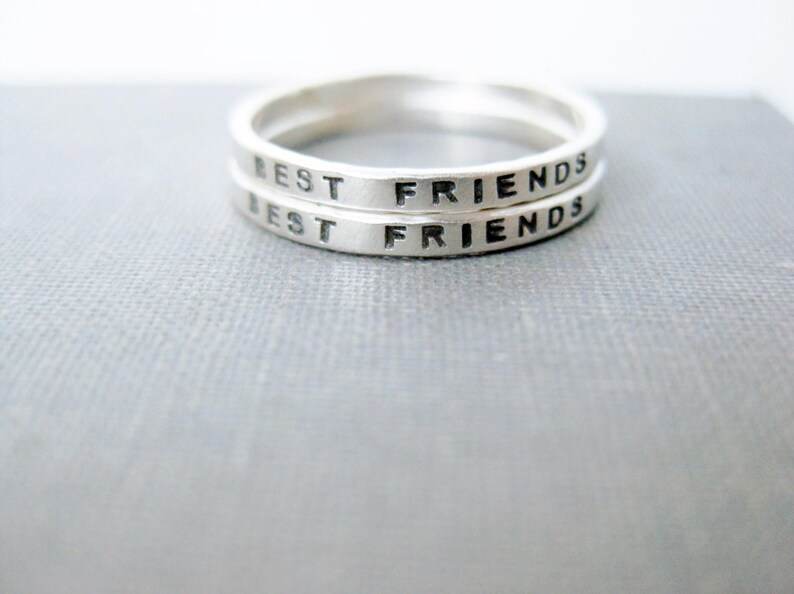 Best Friend Rings Set of 2 Personalized Solid Sterling Etsy