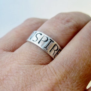 Shout Ring - Large Font, 6mm Wide, Personalized, Stamped, Statement, Solid Sterling Ring