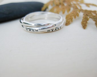 Tiny Triple Interlocking Personalized Ring