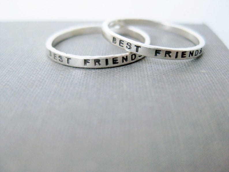 Best Friend Rings Set of 2 Personalized Solid Sterling Etsy
