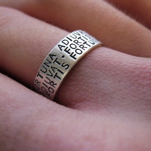 6mm Personalized Wide Ring - FORTIS FORTUNA ADIUVAT - Fortune Favours the Bold