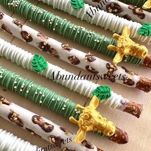 12Jungle  safari theme chocolate covered pretzels Jungle birthday Jungle baby shower