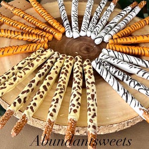 24 safari theme chocolate covered pretzels, safari birthday safari baby shower