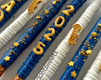 Graduation chocolate covered pretzels Graduation treats Chocolate covered graduation pretzels