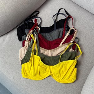 Womens organic cotton bra: comfy eco-friendly everyday underwear, minimalist classic basic lingerie, comfy casual top, 7 colors