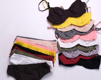 Cotton Bra and Classic Briefs Set Lingerie – 10 Colors Lingerie, Handmade Organic Underwear Set for Women, Bra and Panty Set