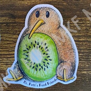 KIWI_Dr. Fett's Food Friends [associations artistiques faites main avec des animaux, jeux de mots sur la nourriture, nutrition amusante, oeuvres d'art fruits-légumes, cadeaux nutrition]