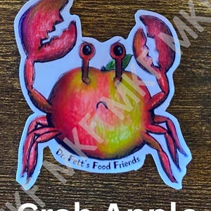 CRABE POMME_Dr. Fett's Food Friends [associations artistiques faites main avec des animaux, jeux de mots sur la nourriture, nutrition amusante, oeuvres d'art fruits-légumes, cadeaux nutrition]