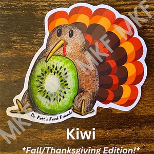 KIWI_*Édition d'automne*_Dr. Fett's Food Friends [associations artistiques faites main avec des animaux, jeux de mots sur la nourriture, nutrition amusante, oeuvres d'art fruits-légumes, cadeaux]
