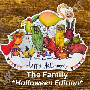 THE FAMILY_*HALLOWEEN* [Combinaison d'oeuvres d'art faites main avec des animaux, jeux de mots sur la nourriture, nutrition amusante, oeuvres d'art fruits-légumes, cadeaux nutrition, Halloween]