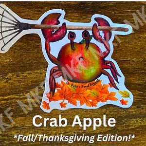 POMME CRABE_*Édition d'automne*_Dr. Fett's Food Friends [Combinaison d'animaux faits main, jeux de mots sur la nourriture, nutrition amusante, oeuvres d'art fruits-légumes, cadeaux]