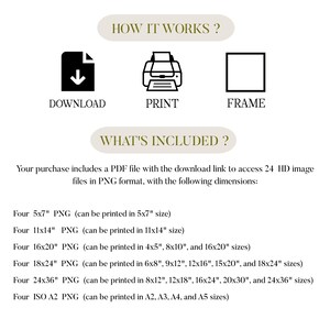 May include: A digital download of 24 high-definition images in PNG format. The images can be printed in various sizes, including 5x7 inches, 11x14 inches, 16x20 inches, 18x24 inches, and 24x36 inches. The images can also be printed in ISO A2, A3, A4, and A5 sizes.