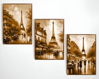 Eiffel Tower Oil Painting Prints: Vintage Parisian Wall Art (Digital Download)