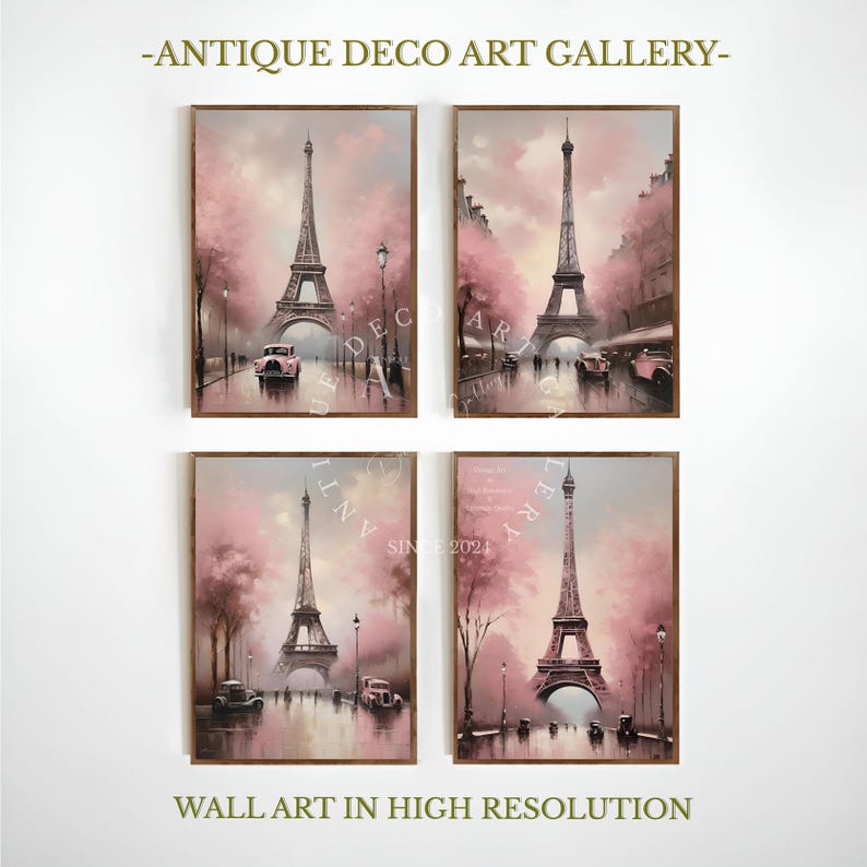 Eiffel Tower Oil Painting Prints: Vintage Parisian Decor (Digital Download) image 1