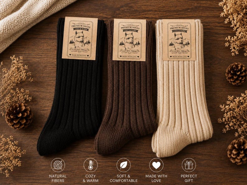 3 Pairs Thick Alpaca Warm Thermal Wool Soft Socks UK Size 6-8 image 9