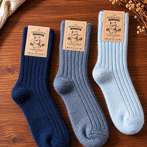 3 Pairs Thick Alpaca Warm Thermal Wool Soft Socks UK Size 6-8 image 3