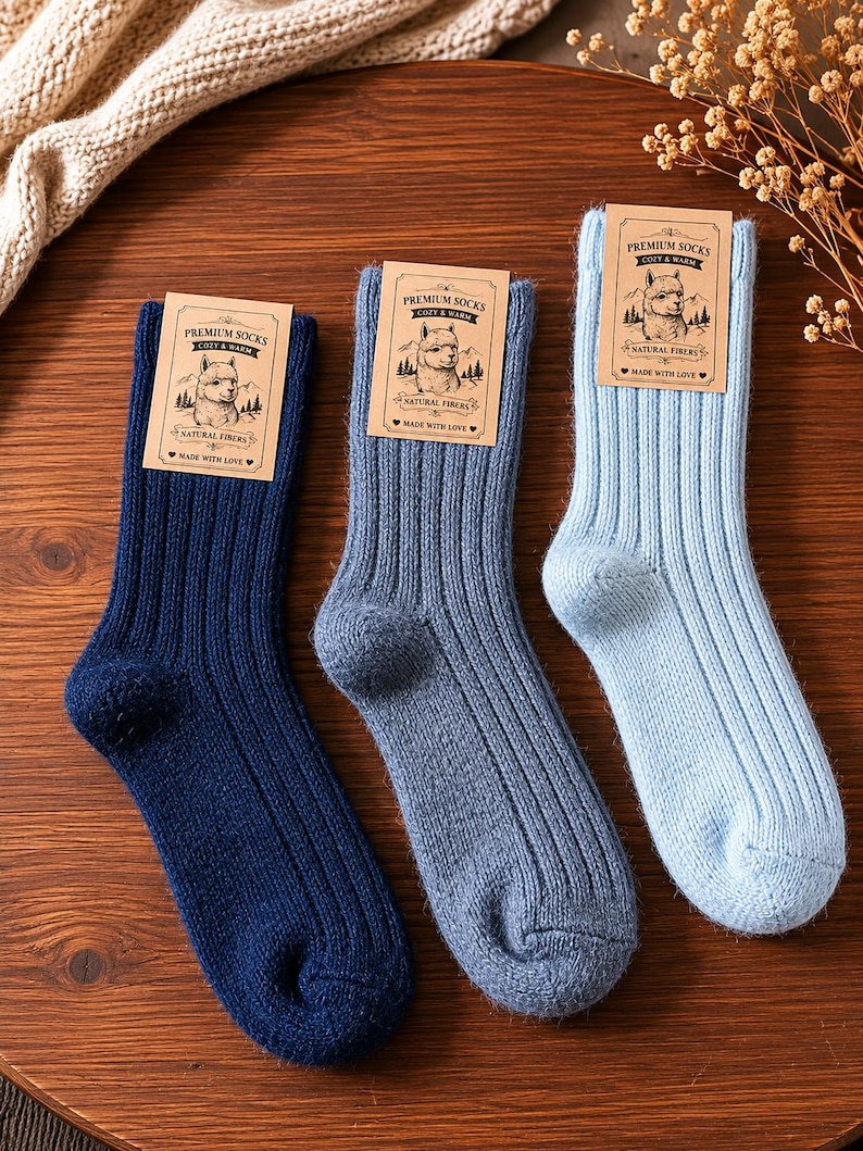 3 Pairs Thick Alpaca Warm Thermal Wool Soft Socks UK Size 6-8 image 3