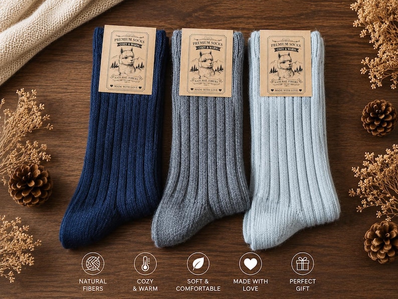 3 Pairs Thick Alpaca Warm Thermal Wool Soft Socks UK Size 6-8 image 4