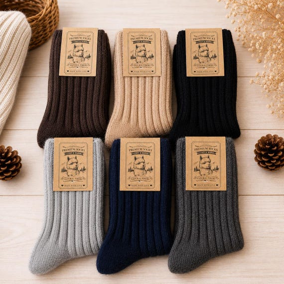3 Pairs Thick Alpaca Warm Thermal Wool Soft Socks UK Size 6-8