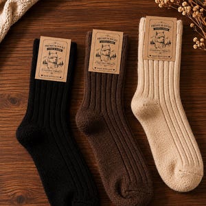 3 Pairs Thick Alpaca Warm Thermal Wool Soft Socks UK Size 6-8 image 8