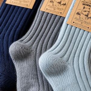 3 Pairs Thick Alpaca Warm Thermal Wool Soft Socks UK Size 6-8 Navy, Charcoal, Gray
